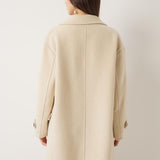 Double-Breasted 100% Merino Wool Mid Pea Coat