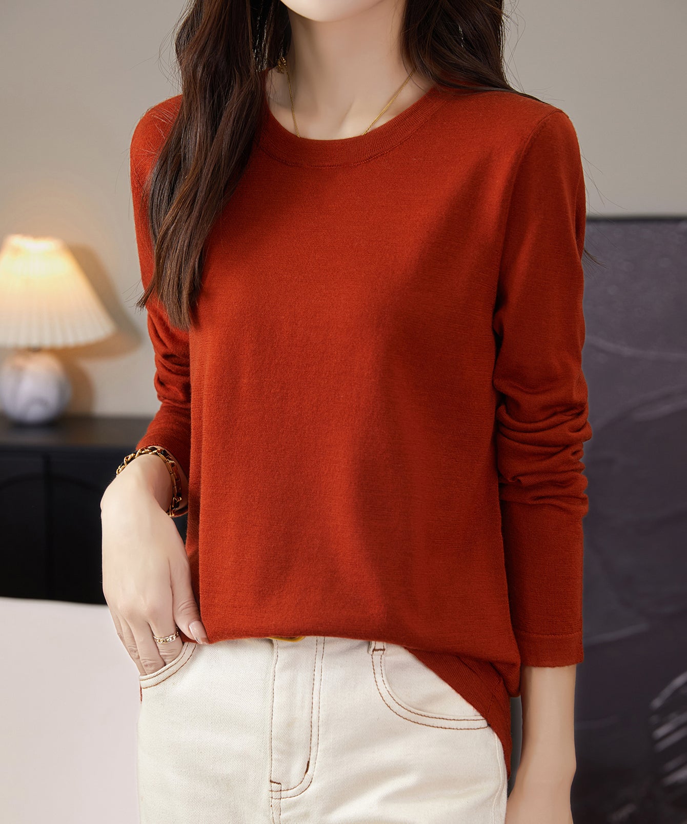 Women's 100% Merino Wool Base Layer Shirt Tops Crewneck Long Sleeve Travel Hiking Tee T Shirt Pullover Sweater
