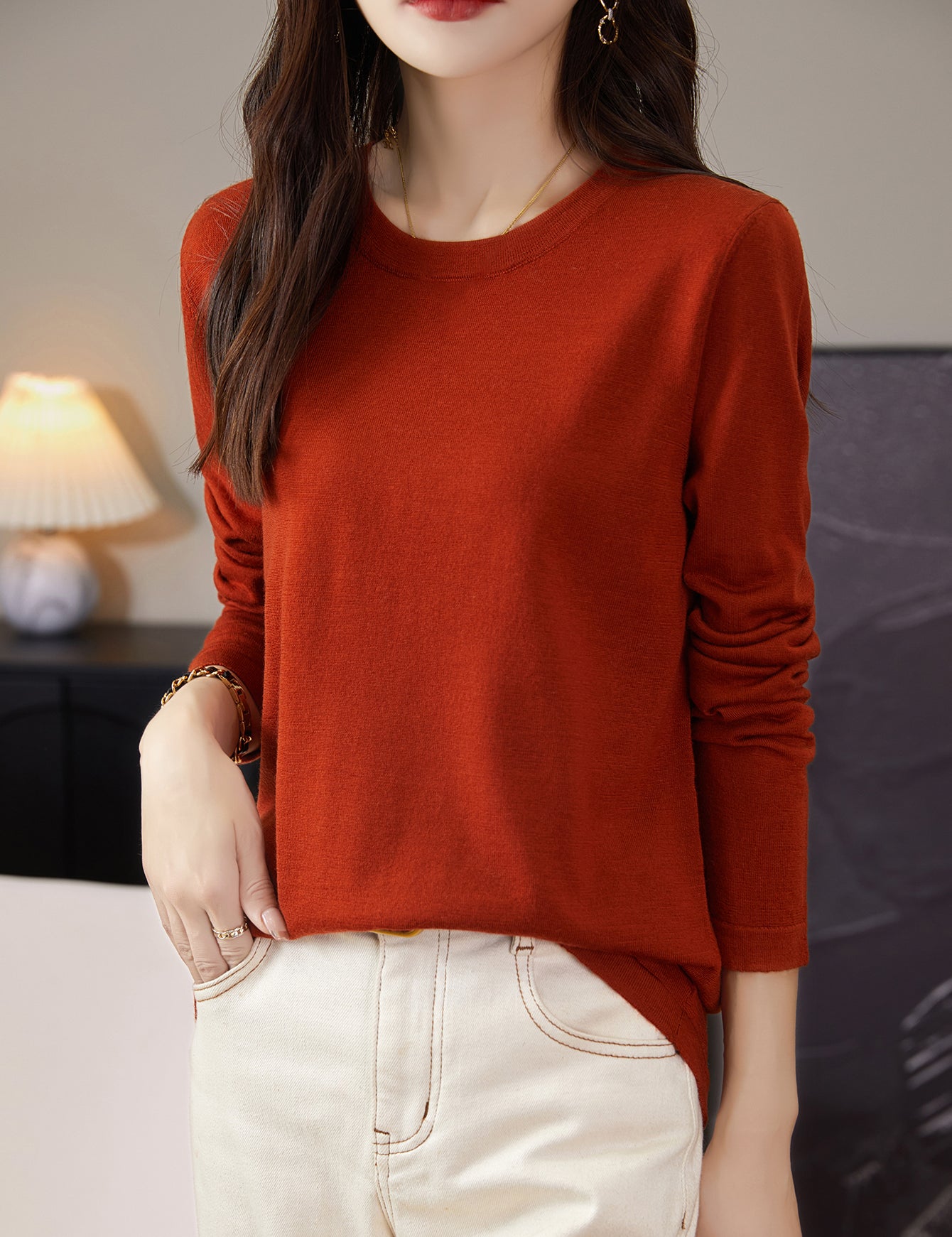100% Merino Wool Crewneck Tee Shirt Sweater
