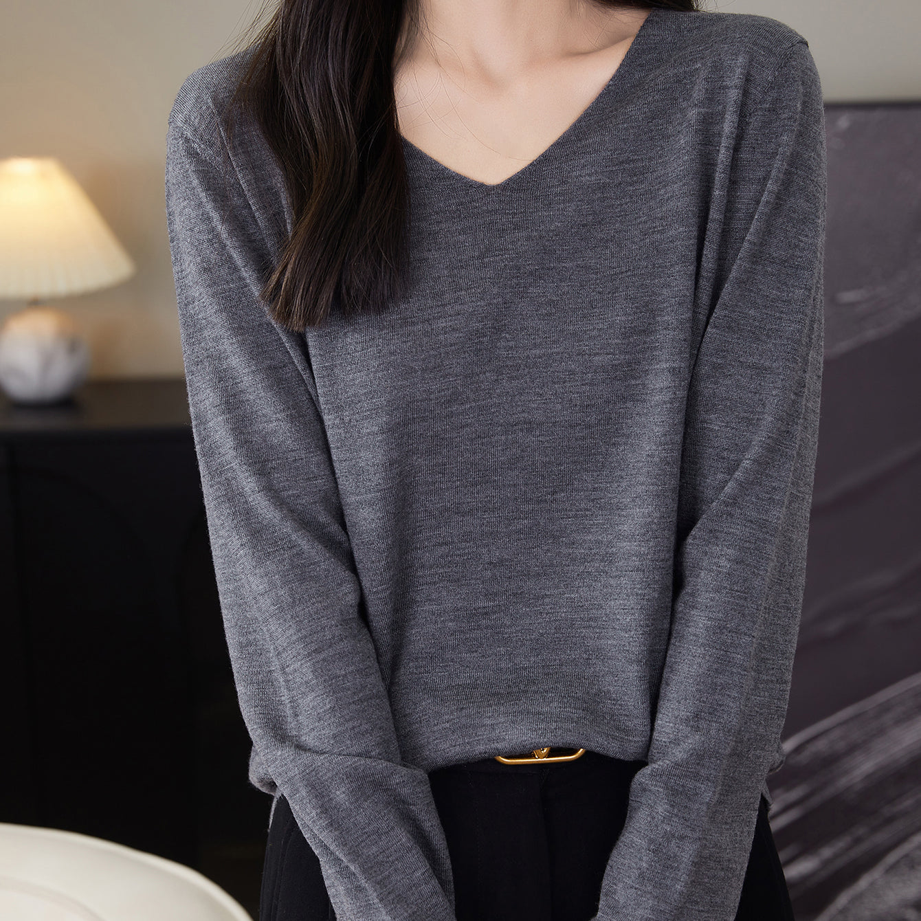Chanyarn Women's 100% Merino Wool Base Layer Shirt Tops V Neck Long Sleeve Travel Hiking Tee T Shirt Pullover Sweater