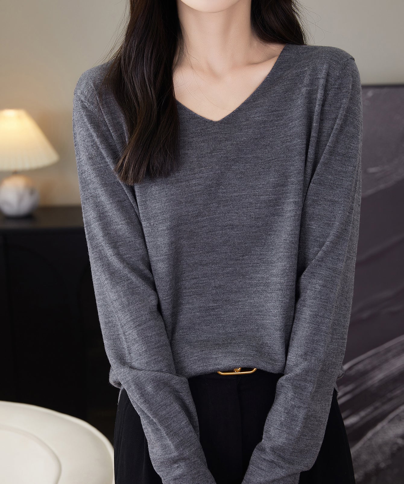 Chanyarn Women's 100% Merino Wool Base Layer Shirt Tops V Neck Long Sleeve