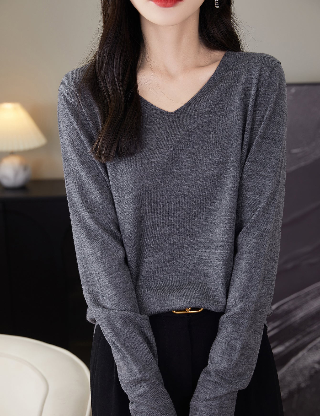 100% Merino Wool V-Neck Sweater
