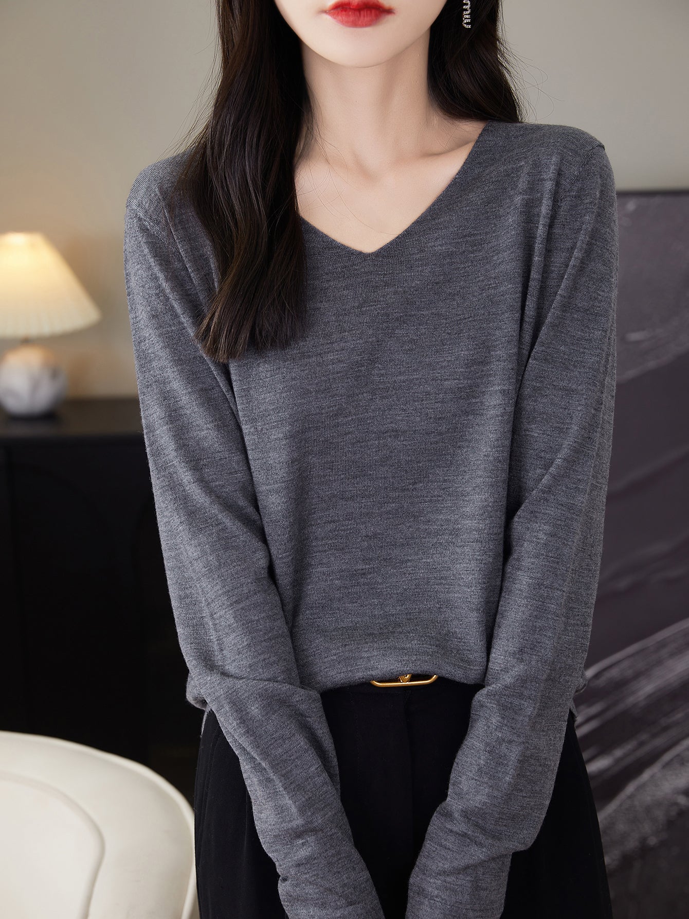 100% Merino Wool V-Neck Sweater