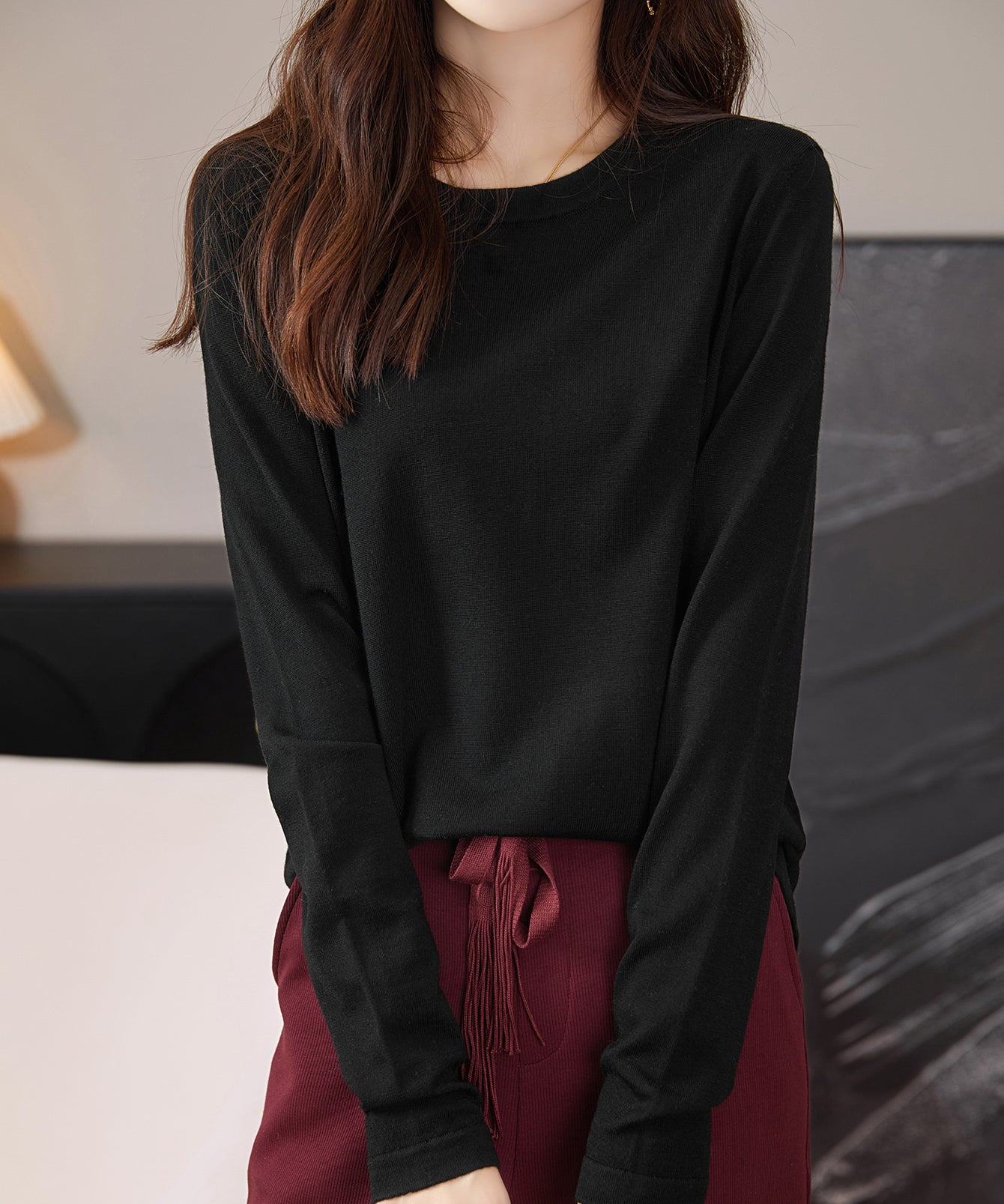 Women's 100% Merino Wool Base Layer Shirt Tops Crewneck Long Sleeve Travel Hiking Tee T Shirt Pullover Sweater