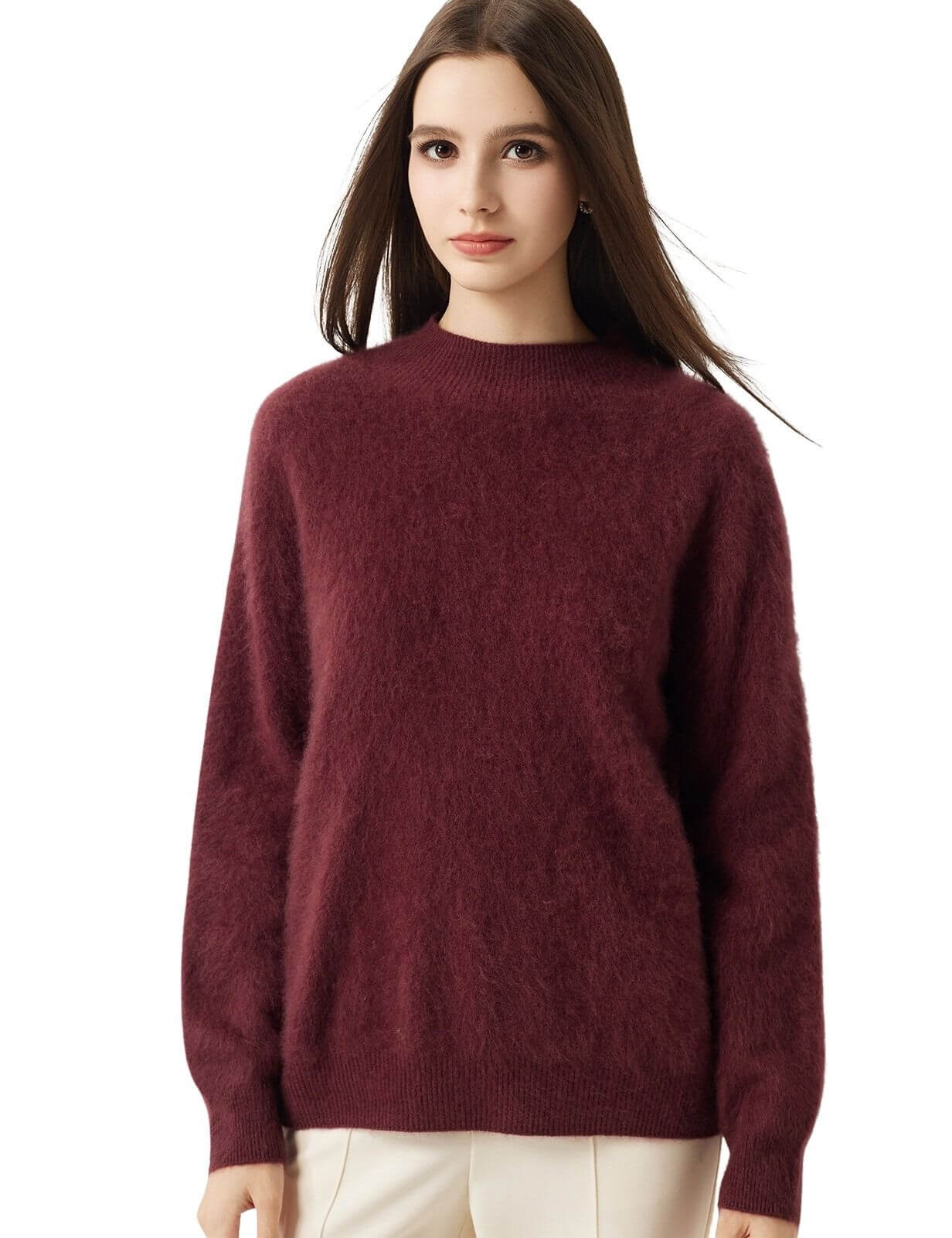 100% Merino Wool Seamless Mock Neck Sweater
