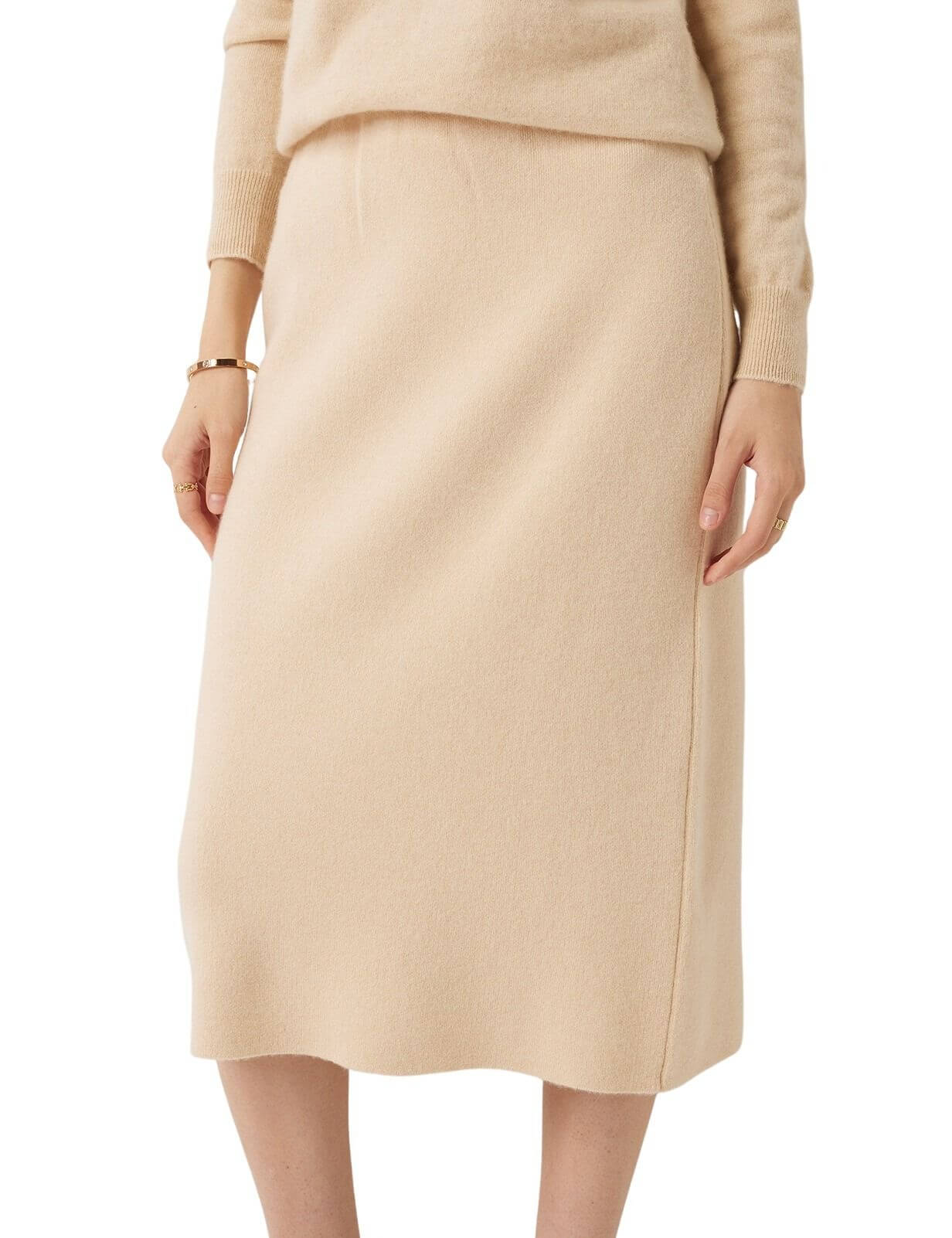 30% Cashmere and 70% Merino Wool High Waist Skirt