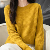 Chanyarn Women's 100% Merino Wool Crew Neck Sweater 2025 Fall Winter Casual Solid Long Sleeve Warm Soft Knitted Sweater