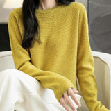 Women's 100% Merino Wool 2025 Fall Winter Crewneck First-Line Ready to Wear Long Sleeve Seamless Knit Sweater