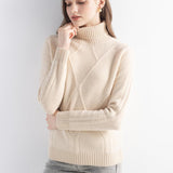 Mongolian Cashmere Women’s Cable Knit Turtleneck