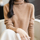 Chanyarn Women's100％メリノウールシームレスセータータートルネックファーストライン長いスリーブニットプルオーバートップを着用する準備ができています