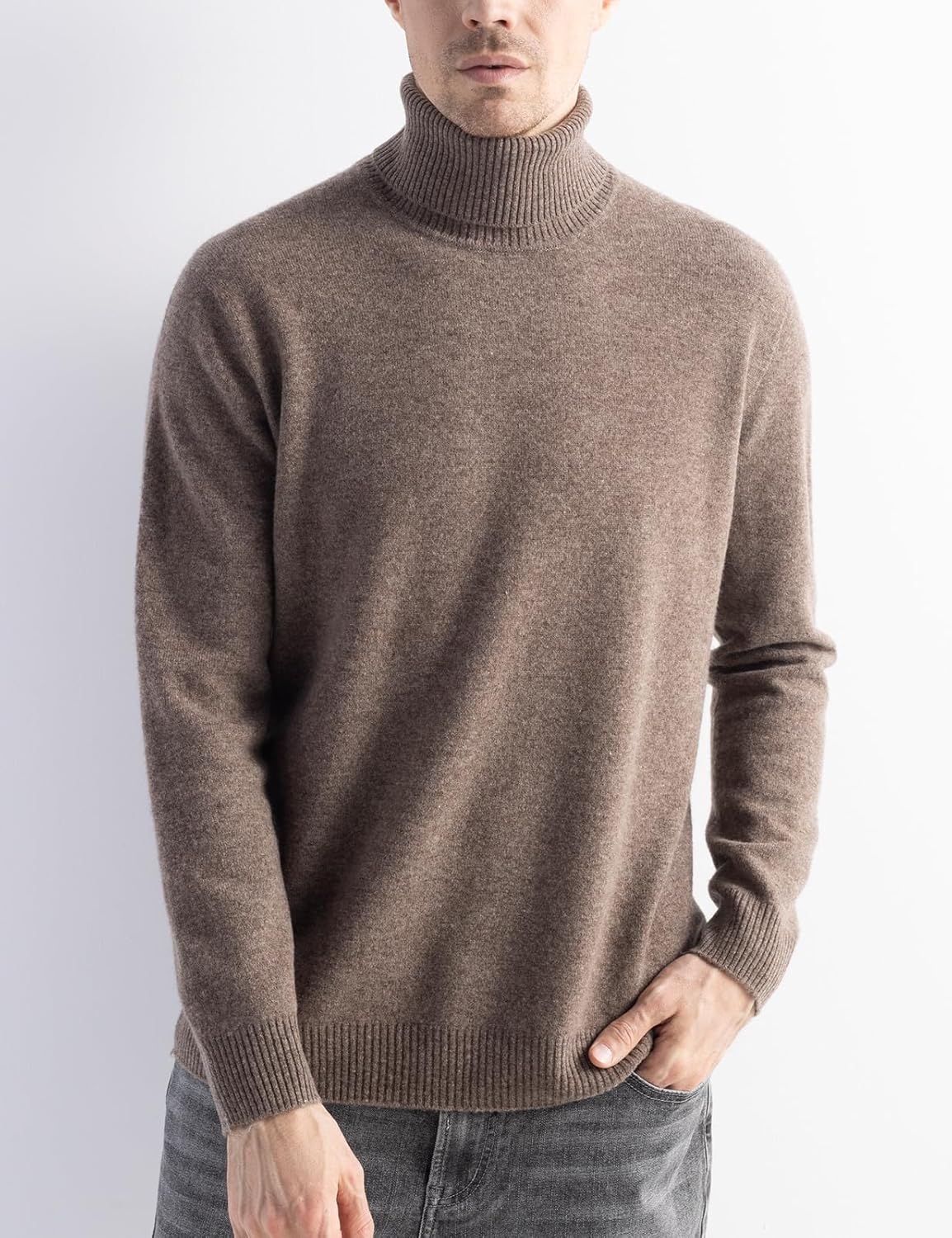 Men's 100% Merino Wool Sweater 2025 Fall Winter First-Line Ready to Wear High Neck Long Sleeve Seamless Knit Sweater
