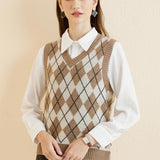 Giubbotto da maglione da donna al 100% da donna 2025 Diamond inverno autunno V Glet maglione a maglia senza maniche