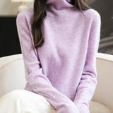 Chanyarn Women's100％メリノウールシームレスセータータートルネックファーストライン長いスリーブニットプルオーバートップを着用する準備ができています