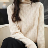 Chanyarn femenino suéter de lana 100% merino 2025 otoño invierno tortuga sólida de manga larga jersey de manga de manga larga