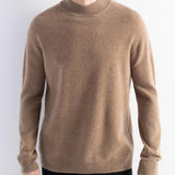 Men's 100% Merino Wool Sweater 2025 Fall Winter First-Line Ready to Wear Mock Neck Long Sleeve Seamless Knit Sweater