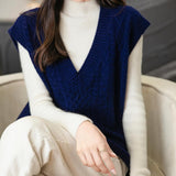 Chanyarn Women's 100% Merino Wool Sweater Vest 2025 Fall Winter Classic V Neck Cable Sleeveless Knit Sweater Tank Tops
