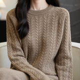Chanyarn Women's Crew Neck 100% Merino Wool Sweater 2025 Otoño Invierno Cable Vintage Capas de manga larga cálida