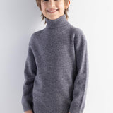 Boys 100% Merino Wool Sweater Fall Winter First-Line Ready to Wear Turtleneck Long Sleeve Seamless Knit Sweater