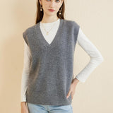 Women's 100% Merino Wool Sweater Vest 2025 Spring Classic V Neck Casual Sleeveless Knit Sweater Vest