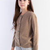 Girls 100% Merino Wool Cardigan Fall Winter First-Line Ready to Wear Crewneck Long Sleeve Seamless Sweater