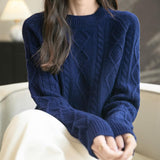 Chanyarn Pull à laine de mérinos de Chanyarn 2025 Automne d'hiver Casual Crewneck à manches longues Câble vintage Pull en tricot