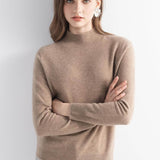 Women's 100% Pure Cashmere Sweater Mock Neck Long Sleeve Warm Leisure 2025 Fall Winter Knit Pullover