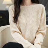 Chanyarn Women's 100% Merino Wool Crew Neck Sweater 2025 Fall Winter Casual Solid Long Sleeve Warm Soft Knitted Sweater
