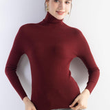 Women's Merino Wool Sweater Fall Winter Turtleneck Rib Long Sleeve First-Line Ready to Wear Seamless Knit Sweater