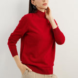 100% Pure Cashmere Women's Sweater Mock Neck Long Sleeve Warm Soft 2025 Fall Winter Knit Pullover