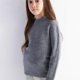 Girls 100% Merino Wool Sweater Fall Winter First-Line Ready to Wear Mock Neck Long Sleeve Seamless Pullover