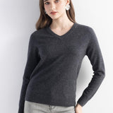 Women's 100% Pure Cashmere Women's Sweater V-Neck Long Sleeve 2025 Fall Winter Warm Soft Knit Pullover