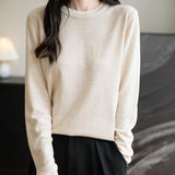 Women's Merino Wool Sweater 2025 Fall Winter Fake Two Piece Color Block Shirt Crewneck Long Sleeve Knit Pullover Top