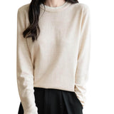 Merino Wool Blend Color Block Falso Top de malha de duas peças com gola redonda