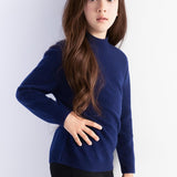 Girls 100% Merino Wool Sweater Fall Winter First-Line Ready to Wear Mock Neck Long Sleeve Seamless Pullover