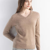 Women's 100% Pure Cashmere Women's Sweater V-Neck Long Sleeve 2025 Fall Winter Warm Soft Knit Pullover
