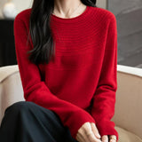Women's 100% Merino Wool 2025 Fall Winter Crewneck First-Line Ready to Wear Long Sleeve Seamless Knit Sweater