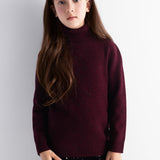 Girls 100% Merino Wool Sweater Fall Winter First-Line Ready to Wear Turtleneck Long Sleeve Seamless Pullover