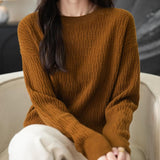 Chanyarn Women's 100% Merino Wool Crew Neck Sweater 2025 Fall Winter Casual Solid Long Sleeve Warm Soft Knitted Sweater