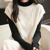 Chanyarn Women's 100% Merino Wool Sweater Vest 2025 Fall Winter Casual Crewneck Cable Sleeveless Knit Sweater Tank Tops