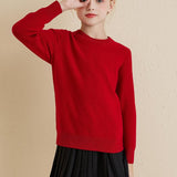 Chanyarn Girls 100% Merino Wool Sweater 2025 Fall Winter Kids Solid Crew Neck Warm Soft Long Sleeve Knit Pullover Jumper
