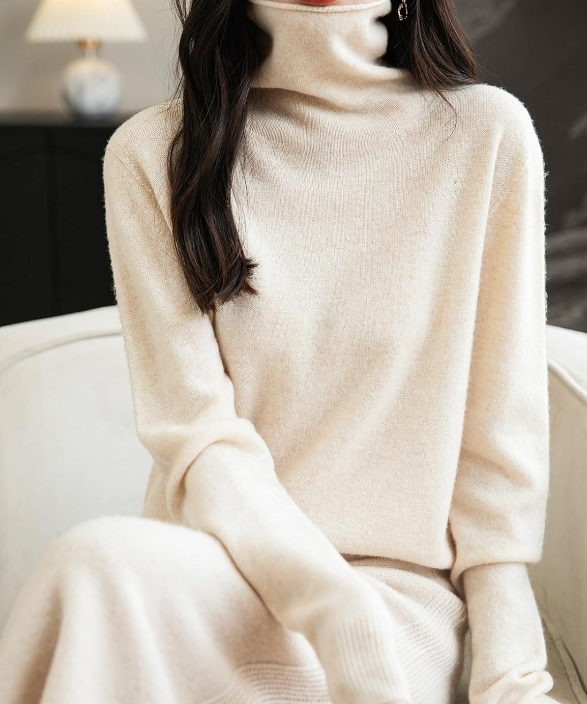 Chanyarn Women's 100% Merino Wool Seamless Sweater Turtleneck First-Line Ready to Wear Long Sleeve Knitted Pullover Tops