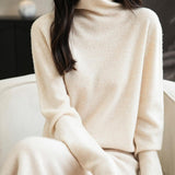 Chanyarn Women's100％メリノウールシームレスセータータートルネックファーストライン長いスリーブニットプルオーバートップを着用する準備ができています