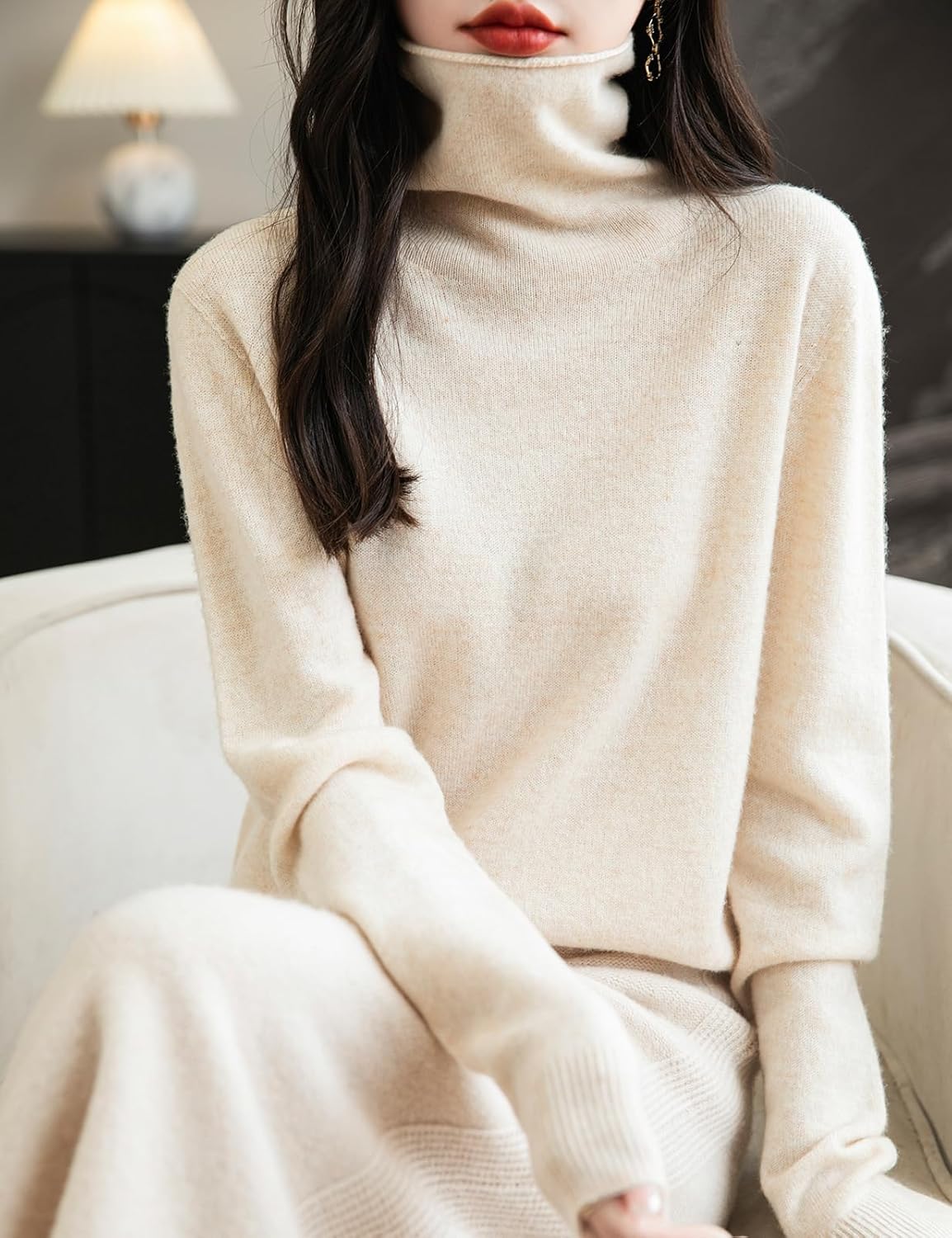 100% Merino Wool Seamless Turtleneck Sweater