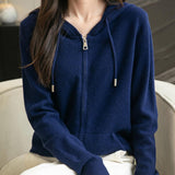 Cardigan de munición larga de manga larga de manga larga de lana 100% merino