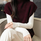 Women's 100% Merino Wool Sweater Vest 2025 Fall Winter Casual Turtleneck Sleeveless Knit Sweater Tank Tops
