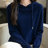 Felpa con tasca a maniche lunghe in lana merino al 100% da donna 2025 inverno calda morbida a manica lunga a maglia con tasca