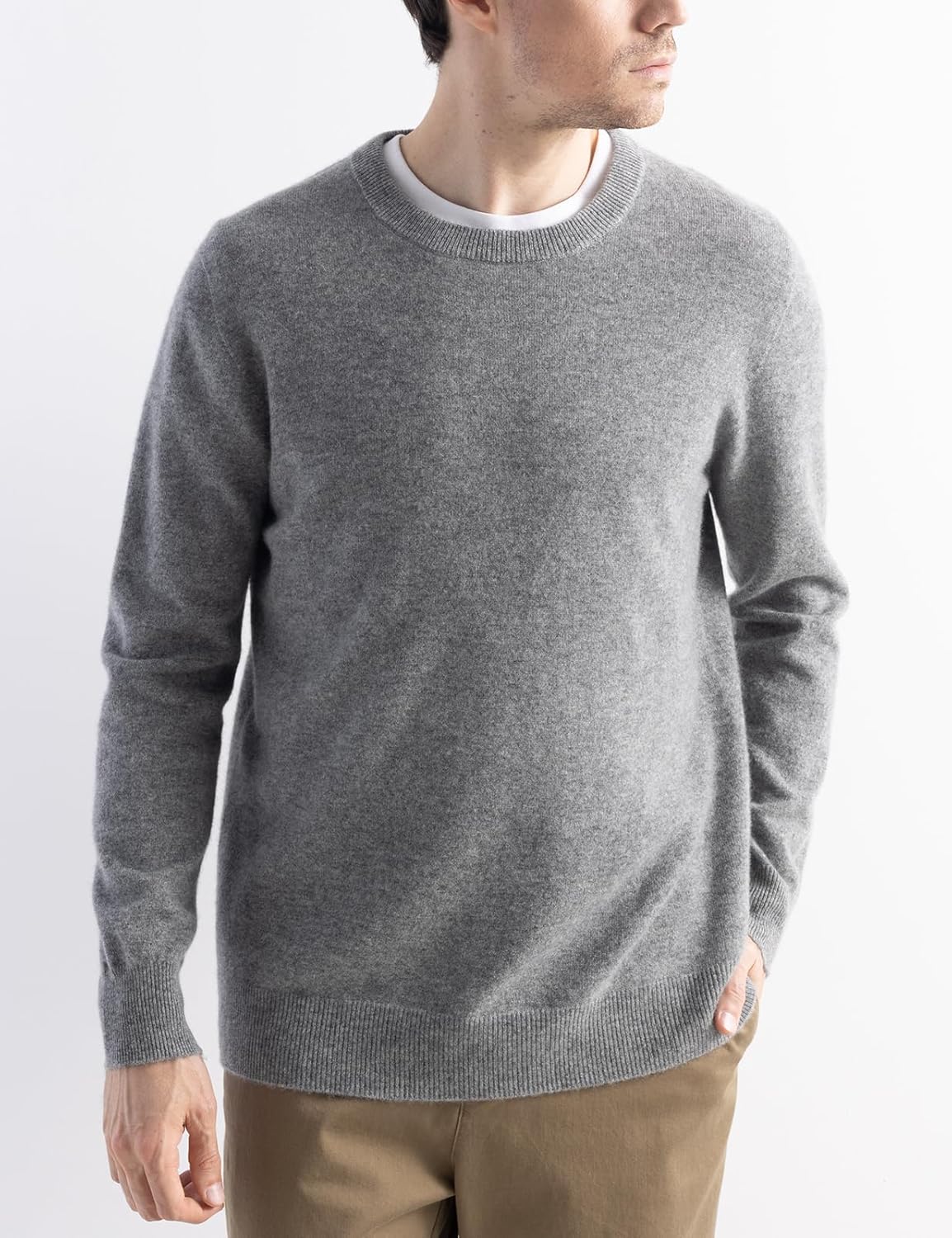 Men's 100% Merino Wool Sweater 2025 Fall Winter First-Line Ready to Wear Crew Neck Long Sleeve Seamless Knit Sweater
