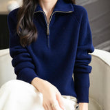 Chanyarn Women's 100% Merino Wool Sweater 2025 Fall Winter 1/4 Zip Pullover Casual Long Sleeve Knit Sweater Tops