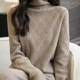 Chanyarn Women's 100% Merino Wool Séter 2025 Otoño Invierno Moda Turtleneck Cable de manga larga Cabina de cable Copas