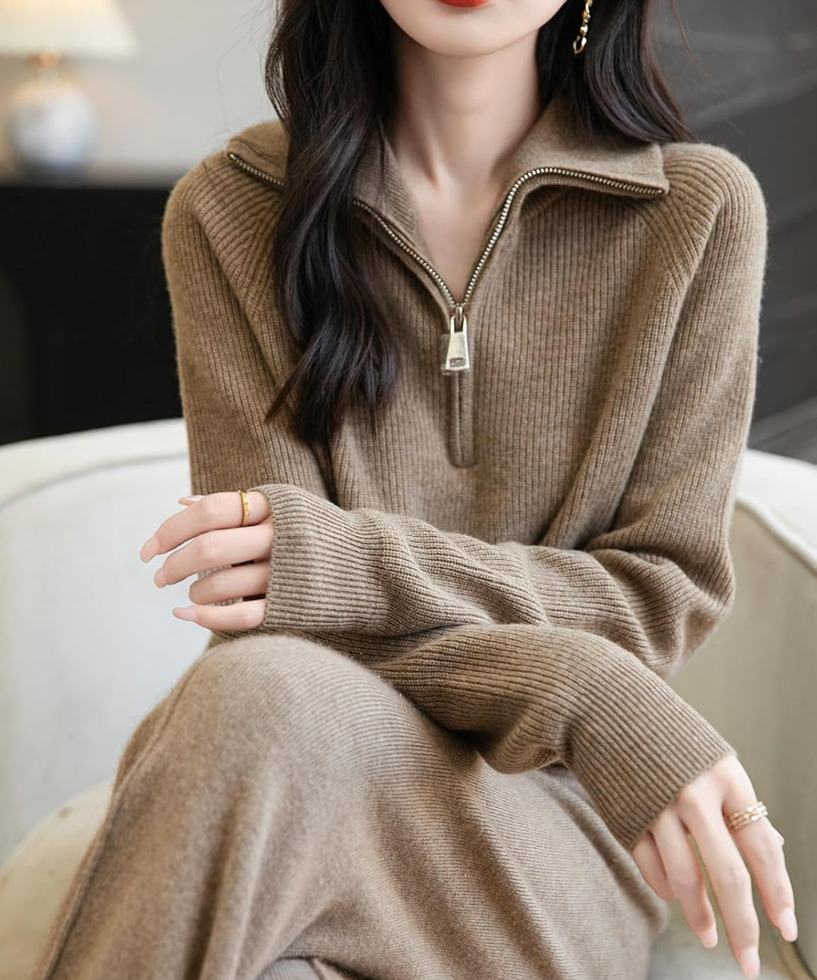 Chanyarn Women's 100% Merino Wool Sweater 2025 Fall Winter 1/4 Zip Pullover Casual Long Sleeve Knit Sweater Tops
